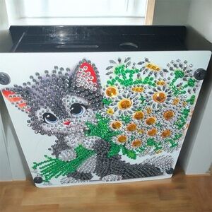 Handmade Diamond Art Kitten Coin Bank 🐱✨ Rhinestone Cute Decor
